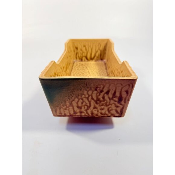 Footed Ikebana Dish Planter Japanese Drip Glaze Mid Century MCM Atomic Retro - Picture 13 of 16